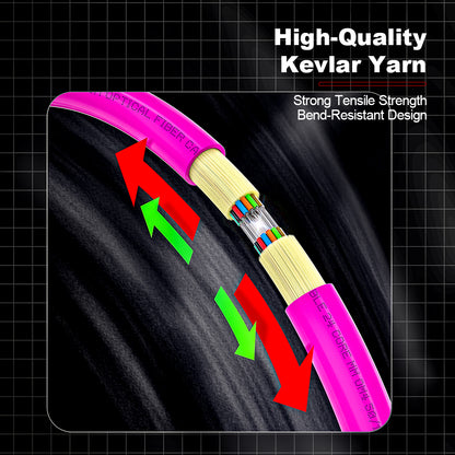 AMPCOM MPO-12 Jumper, Multimode OM4 50/125µm 12 Fibers Optic Cable, MPO UPC (Female) to MPO UPC (Female), Magenta LSZH Jacket