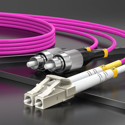 AMPCOM OM4 50/125μm FC to FC Multimode Duplex Fiber Patch Cable, LSZH 2.0mm Jacket