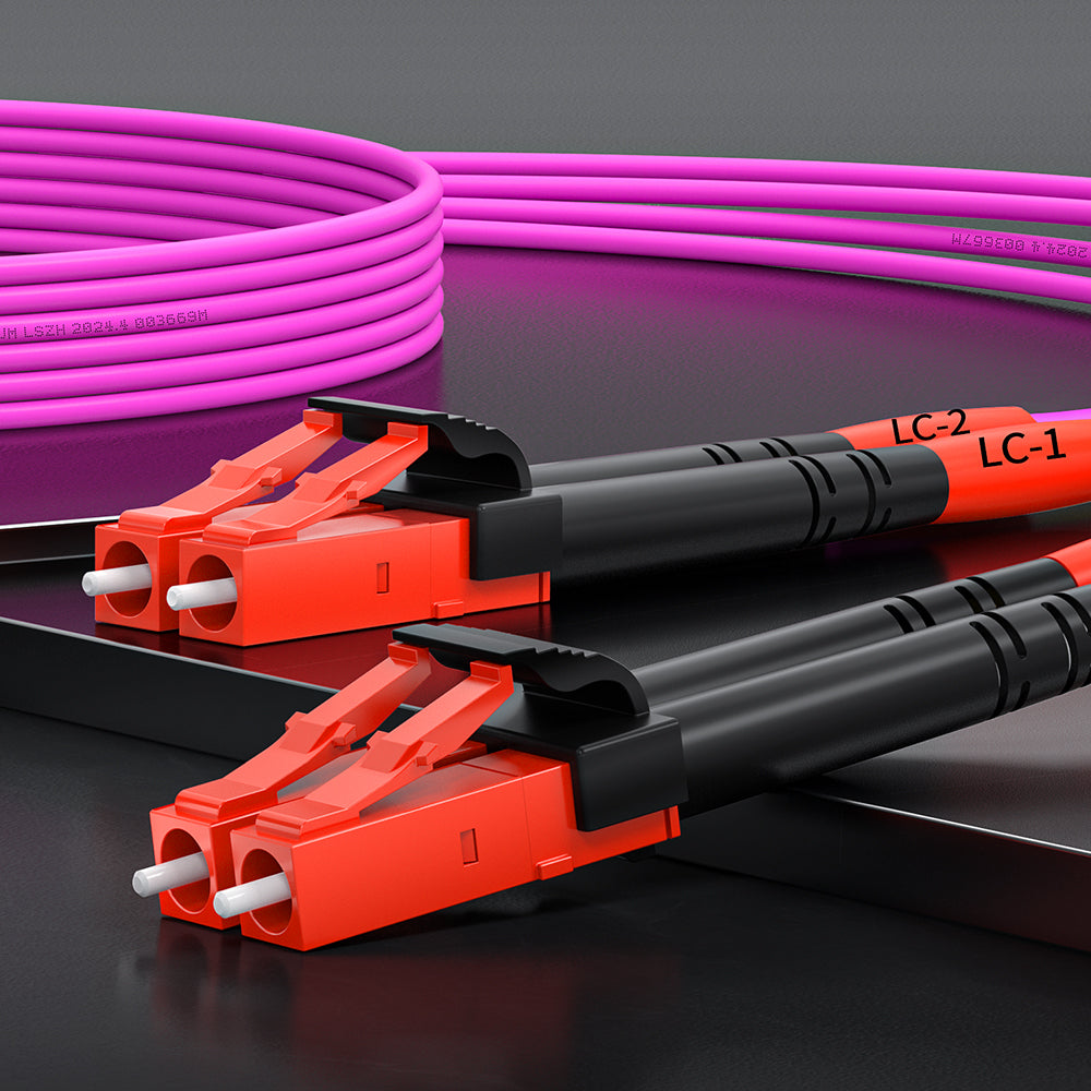 AMPCOM OM4 50/125μm LC to LC Multimode Duplex Fiber Patch Cable, LSZH 2.0mm Jacket