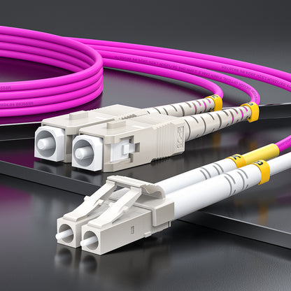 AMPCOM OM4 50/125μm LC to LC Multimode Duplex Fiber Patch Cable, LSZH 2.0mm Jacket