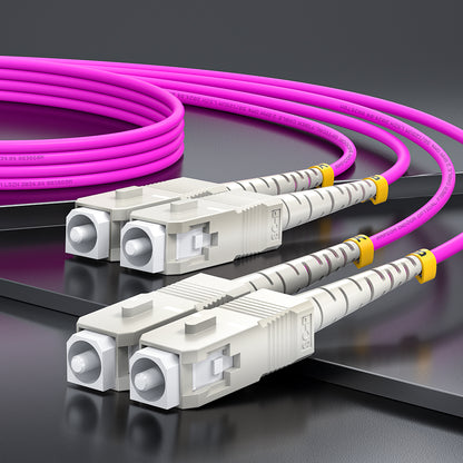 AMPCOM OM4 50/125μm SC to SC Multimode Duplex Fiber Patch Cable, LSZH 2.0mm Jacket