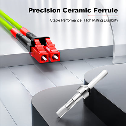 Cabo de fibra óptica duplex multimodo AMPCOM OM5 50/125 μm LC para LC, com revestimento LSZH de 2.0 mm.