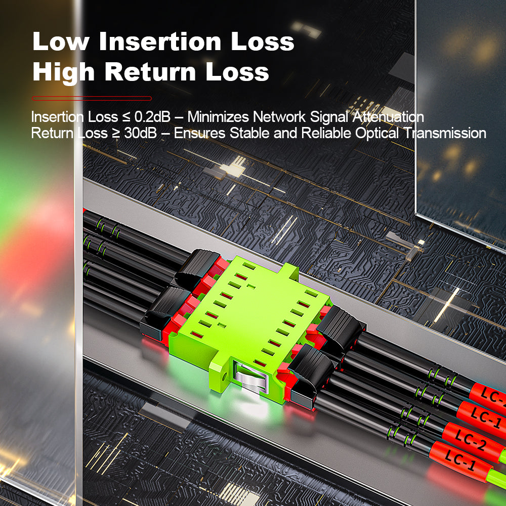 Cabo de fibra óptica duplex multimodo AMPCOM OM5 50/125 μm LC para LC, com revestimento LSZH de 2.0 mm.