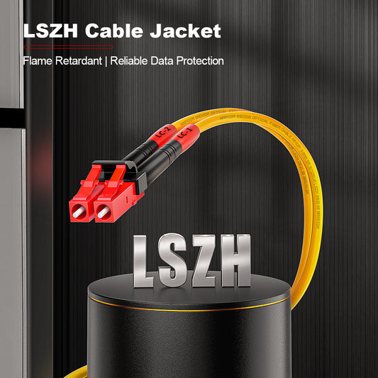 AMPCOM LC to LC SMF 9/125μm Single Mode (OS2) Duplex Fiber Optic Patch Cable, LSZH OFNR 2.0mm Jacket