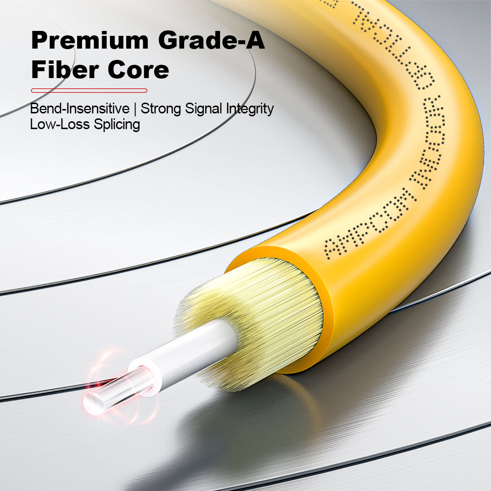 AMPCOM FC to FC SMF 9/125μm Single Mode (OS2) Simplex Fiber Optic Patch Cable, LSZH OFNR 2.0mm Jacket