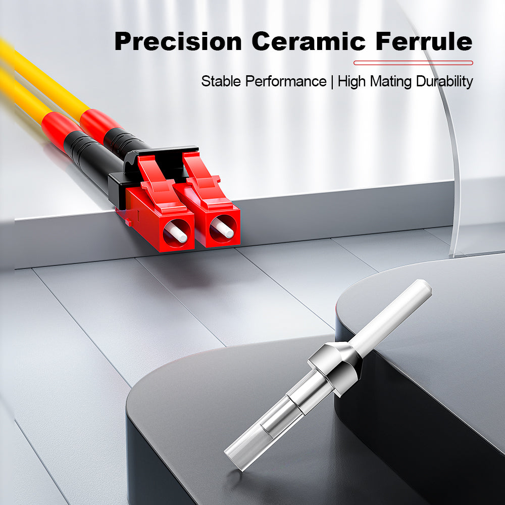 AMPCOM LC to FC SMF 9/125μm Single Mode (OS2) Simplex Fiber Optic Patch Cable, LSZH OFNR 2.0mm Jacket