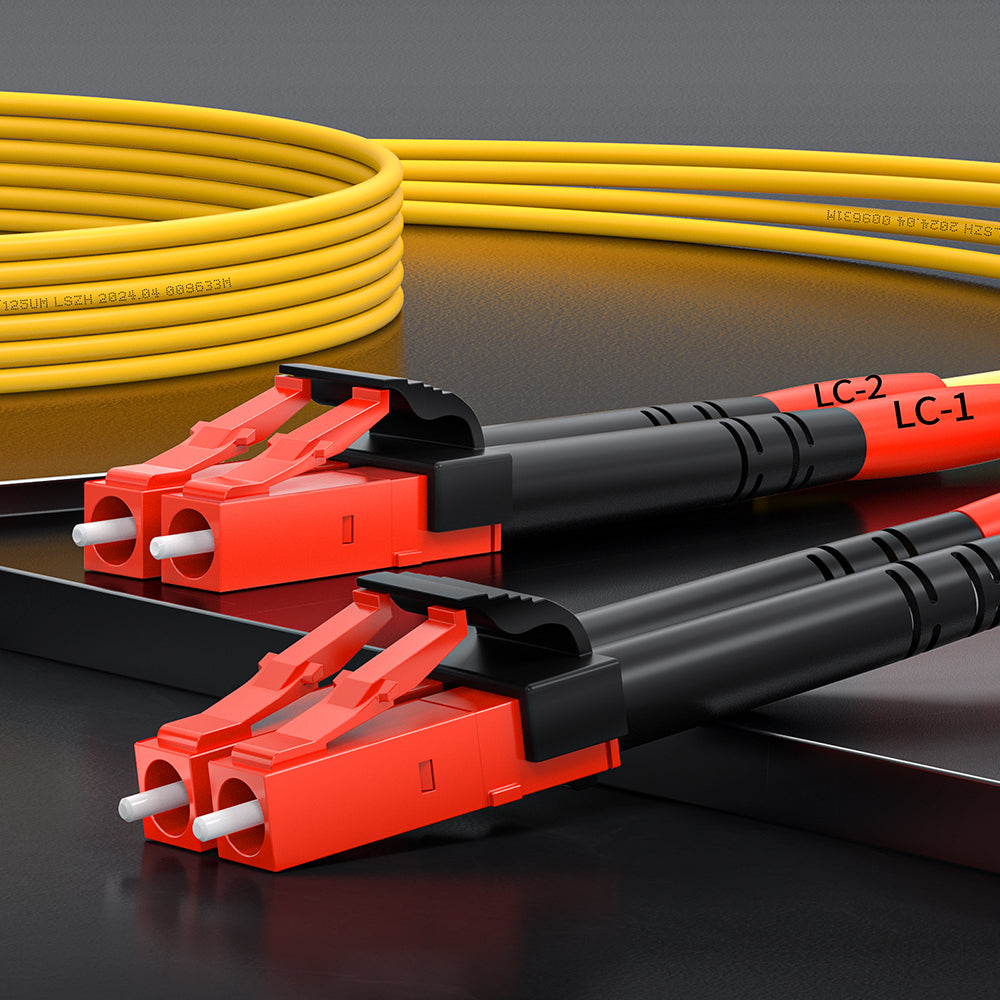 AMPCOM LC to SC SMF 9/125μm Single Mode (OS2) Duplex Fiber Optic Patch Cable, LSZH OFNR 2.0mm Jacket