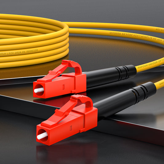 AMPCOM LC to LC SMF 9/125μm Single Mode (OS2) Simplex Fiber Optic Patch Cable, LSZH OFNR 2.0mm Jacket