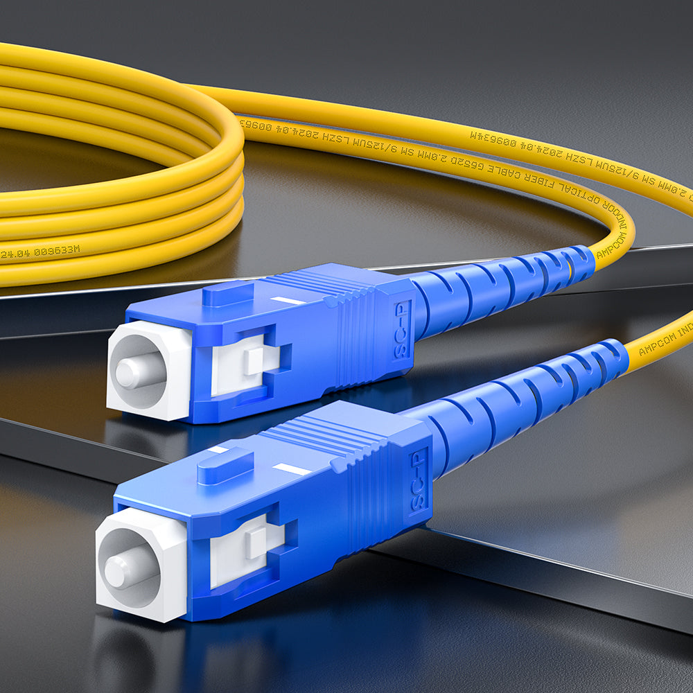 AMPCOM SC to SC SMF 9/125μm Single Mode (OS2) Simplex Fiber Optic Patch Cable, LSZH OFNR 2.0mm Jacket