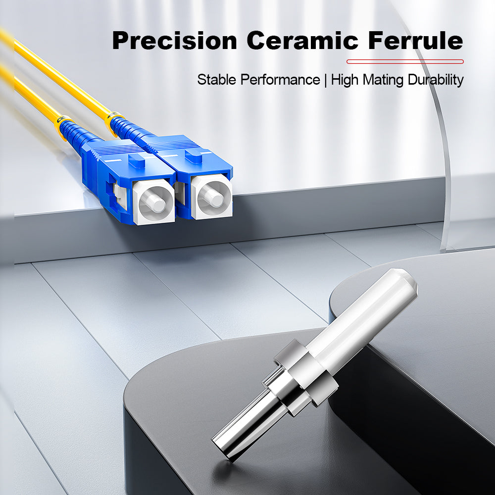 AMPCOM SC to SC SMF 9/125μm Single Mode (OS2) Duplex Fiber Optic Patch Cable, LSZH OFNR 2.0mm Jacket
