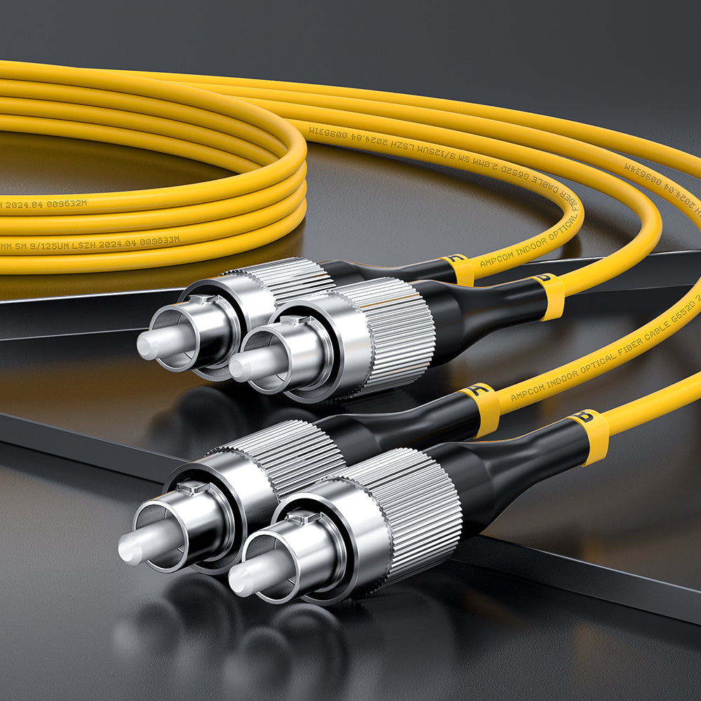 Cabo de fibra óptica duplex AMPCOM FC para FC SMF 9/125 μm monomodo (OS2)