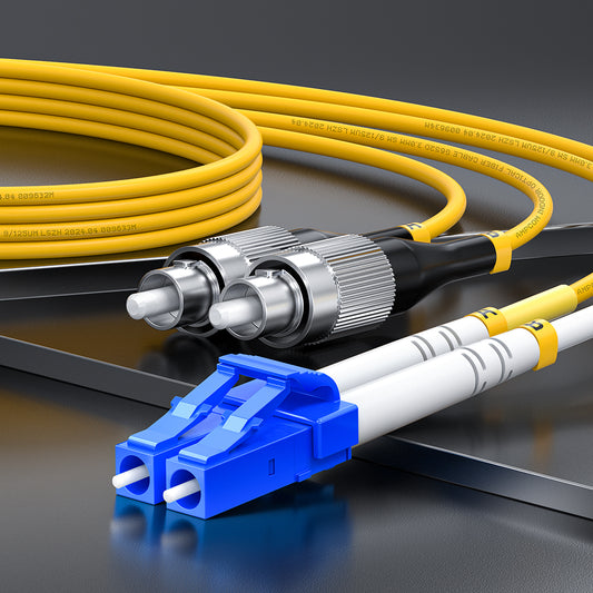 AMPCOM LC to FC SMF 9/125μm Single Mode (OS2) Duplex Fiber Optic Patch Cable, LSZH OFNR 2.0mm Jacket