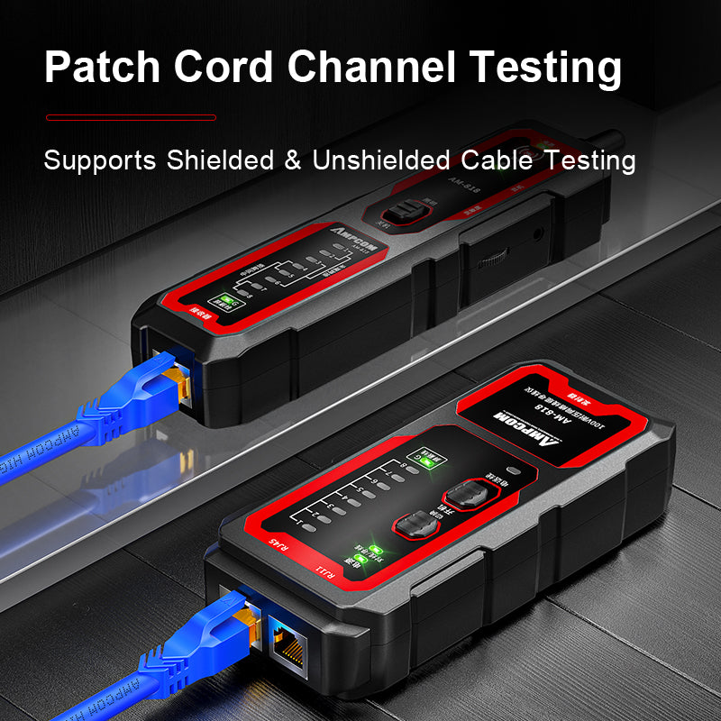 AMPCOM Interference Resistance Multifunction Network Cable Tracker, 100V Voltage Protection, Adjustable Sensitivity, Easy Trace-to-Test Switching, Electrode Detection