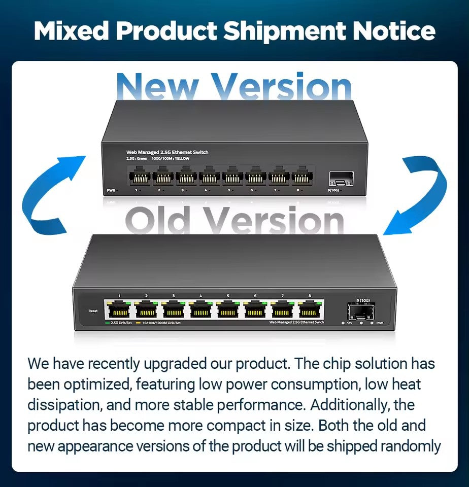 AMPCOM 8-Port 2.5GbE Managed Switch | 10G SFP+ Uplink, Fanless, Web Management, QoS, VLAN, LACP