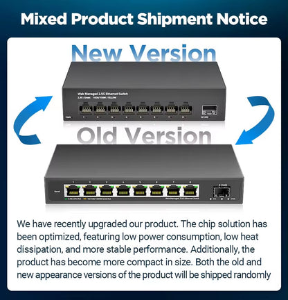 AMPCOM 8-Port 2.5GbE Managed Switch | 10G SFP+ Uplink, Fanless, Web Management, QoS, VLAN, LACP