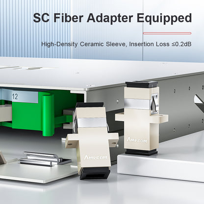 AMPCOM 96-Port Optical Distribution Frame (ODF), Multimode Fiber Patch Panel with SC Couplers & Pigtails