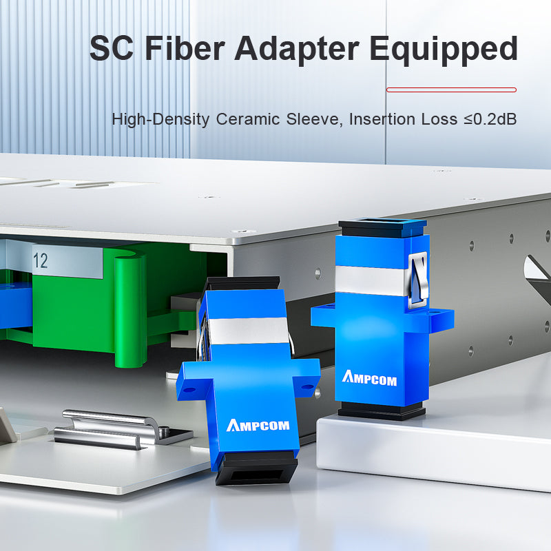 AMPCOM 72-Port Optical Distribution Frame (ODF), OM2 Singlemode Fiber Patch Panel with SC Couplers & Pigtails
