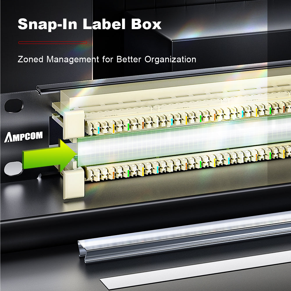 AMPCOM 100-Pair 110 RJ11 Patch Panel, 19-Inch Rack Mount Cold-Rolled Steel for Telecom and Voice Networks