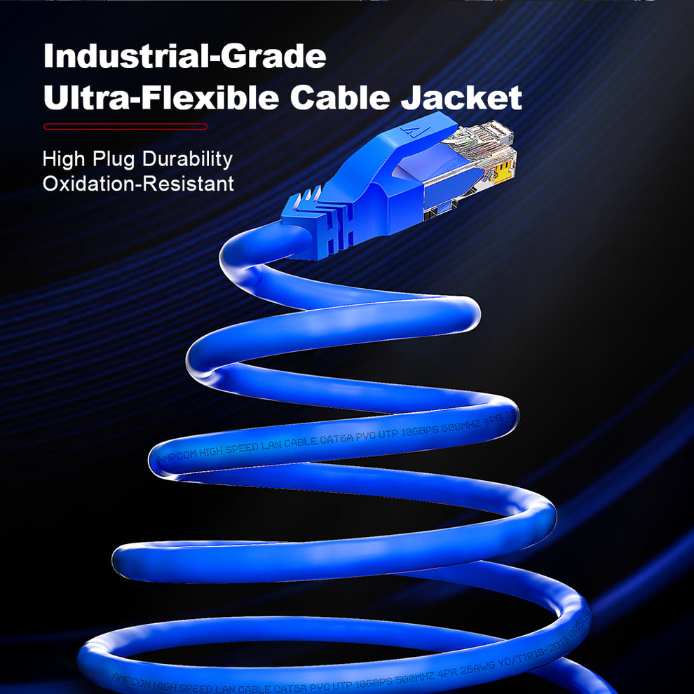 AMPCOM Cat6a Industrial-Grade Ultra-Flexible ,10Gbps Transmission ...