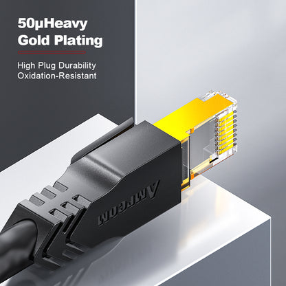 AMPCOM Ultra-Flexible Cat6a 26AWG S/FTP Network Patch Cable, Ultra-Flexible PVC Jacket