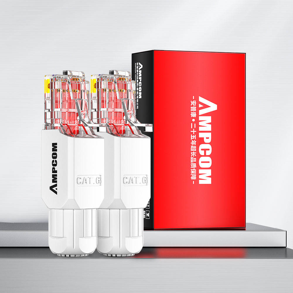 AMPCOM Cat6 Unshielded Tool-Free RJ45 Connector for 23-26 AWG Unshielded Ethernet Cable