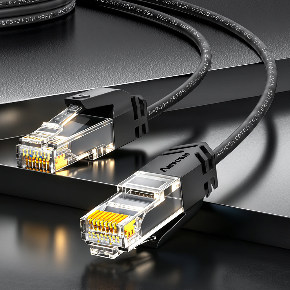 AMPCOM Cat6a 28AWG UTP Ultra-Flexible Ultra-Slim Flame-Retardant Patch Cords for High-density Data Center Cabling