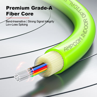 AMPCOM MPO-8 Harness, Multimode OM5 50/125µm 8 Fibers Optic Cable, MPO UPC (Female) to 4 x LC UPC Duplex, Magenta LSZH Jacket