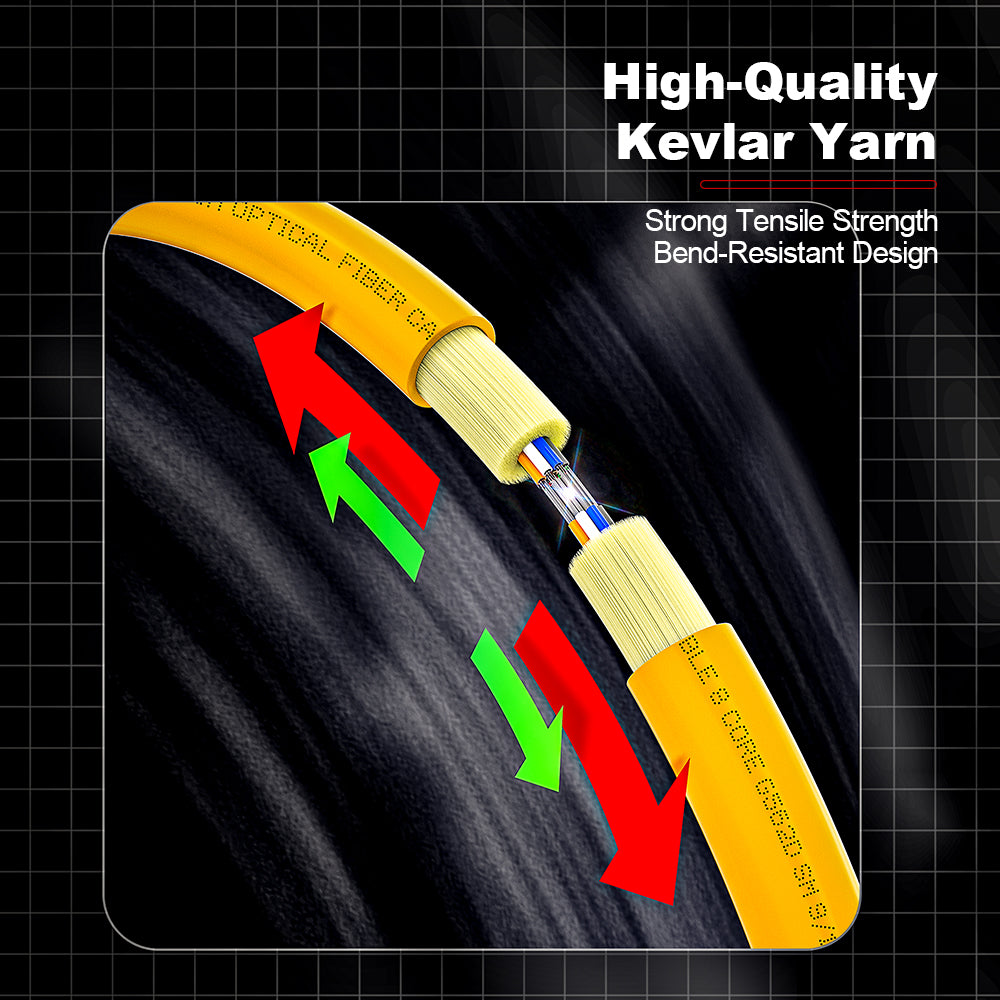 AMPCOM MPO-8 Harness, Single Mode (OS2 9/125μm) 8 Fibers Optic Cable, MPO UPC (Female) to 8 x FC UPC, Yellow LSZH Jacket ﻿